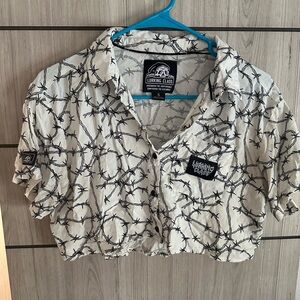 Lurking Class White and Black Crop Top